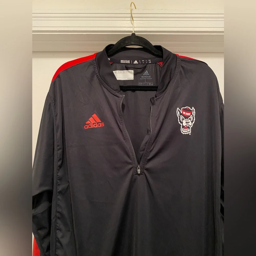 NC State North Carolina State University Wolfpack Quarter Zip Adidas Primeblue L